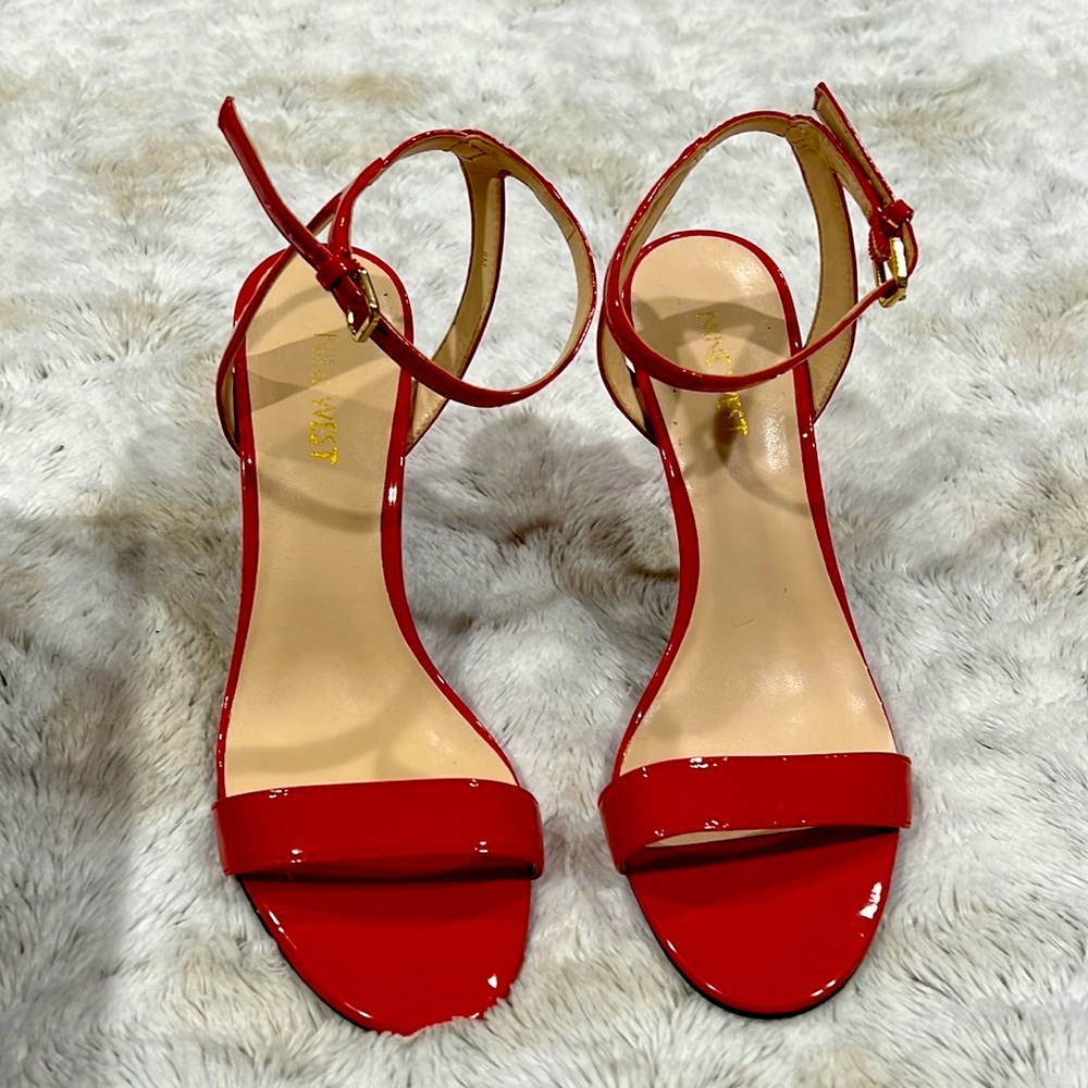 Nine West sandals. Ruby red. 4”. Worn once.
